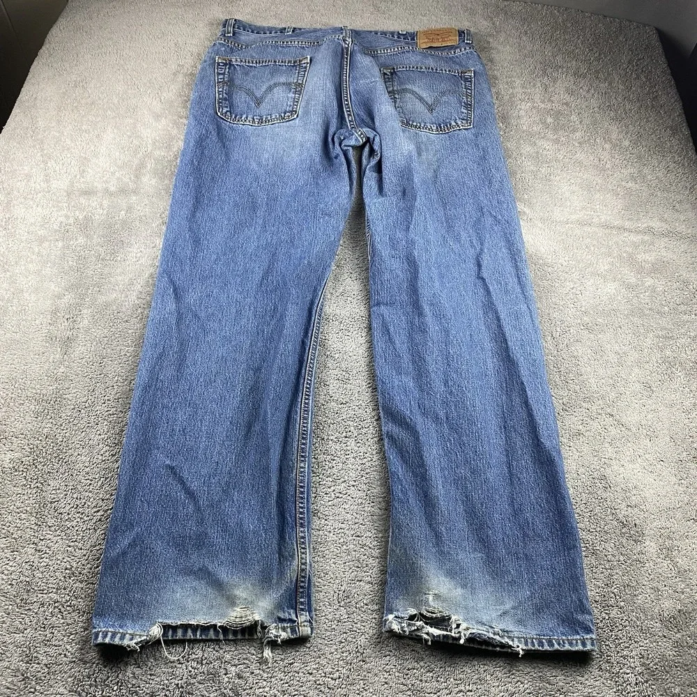 Levis 569 Loose Straight Jeans Mens 38x34 Blue Medium‎ Wash Mid Rise VTG